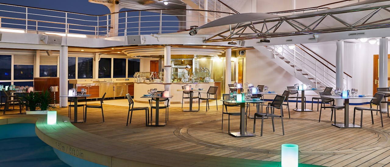 The Grill features lava stone cooking at its finest