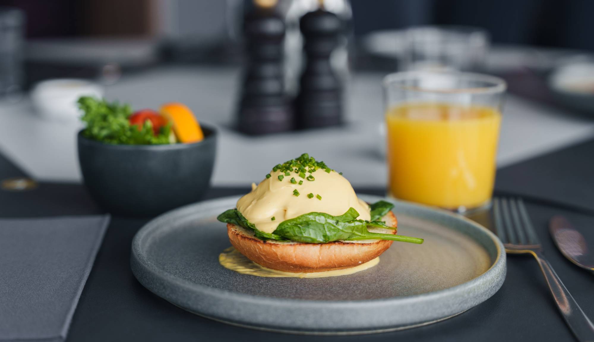 Havila Voyages Dining - Havrand Restaurant - Breakfast Eggs Florentine