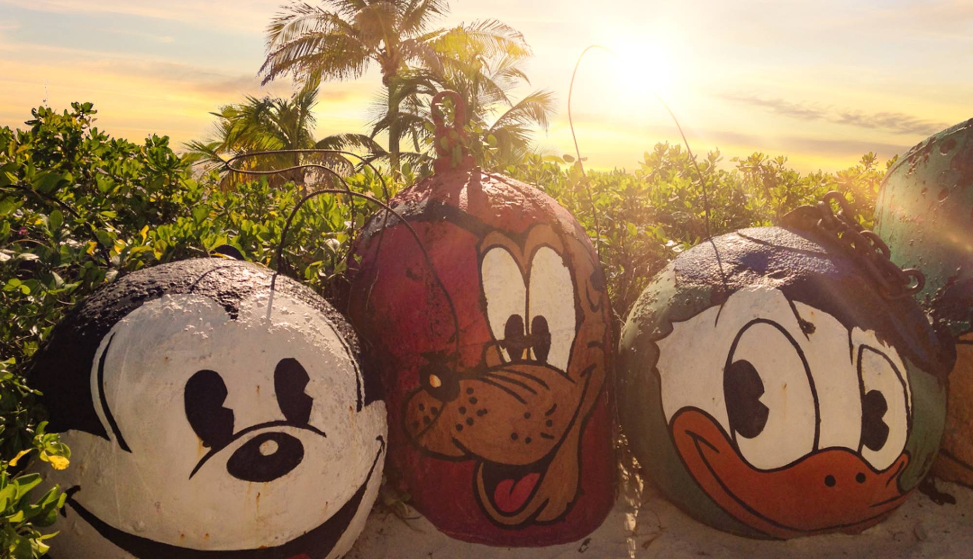 Disney Castaway Cay - Character buoys on the beach