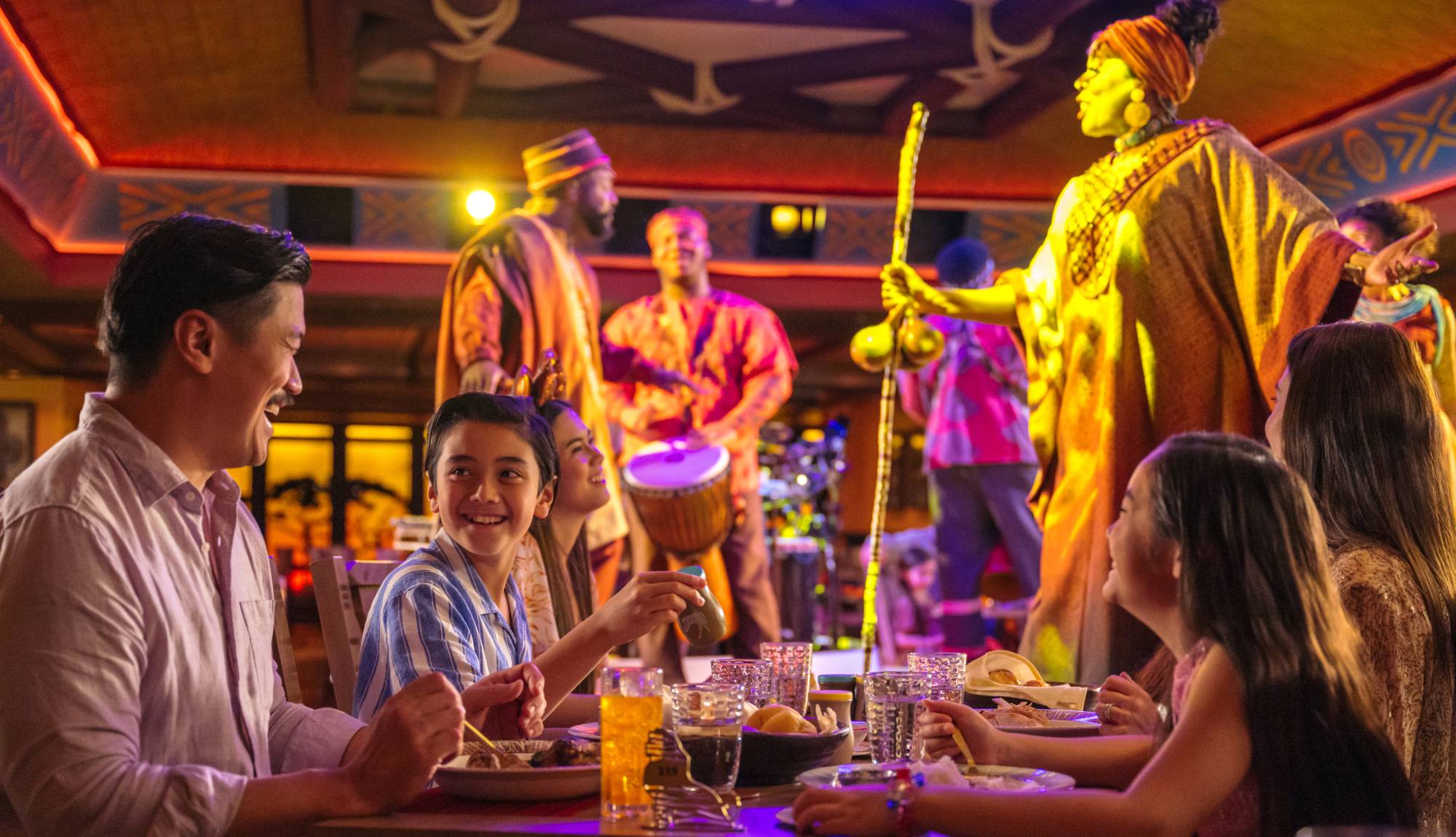Disney Cruise Line - Guests at Pride Lands Feast of The Lion King, Disney Destiny