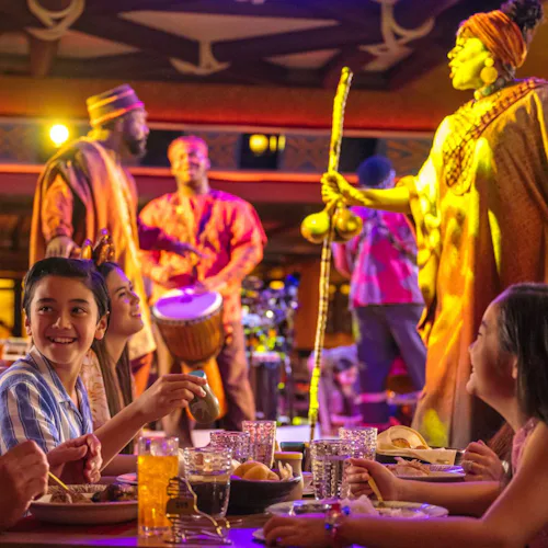 Disney Cruise Line - Guests at Pride Lands Feast of The Lion King, Disney Destiny