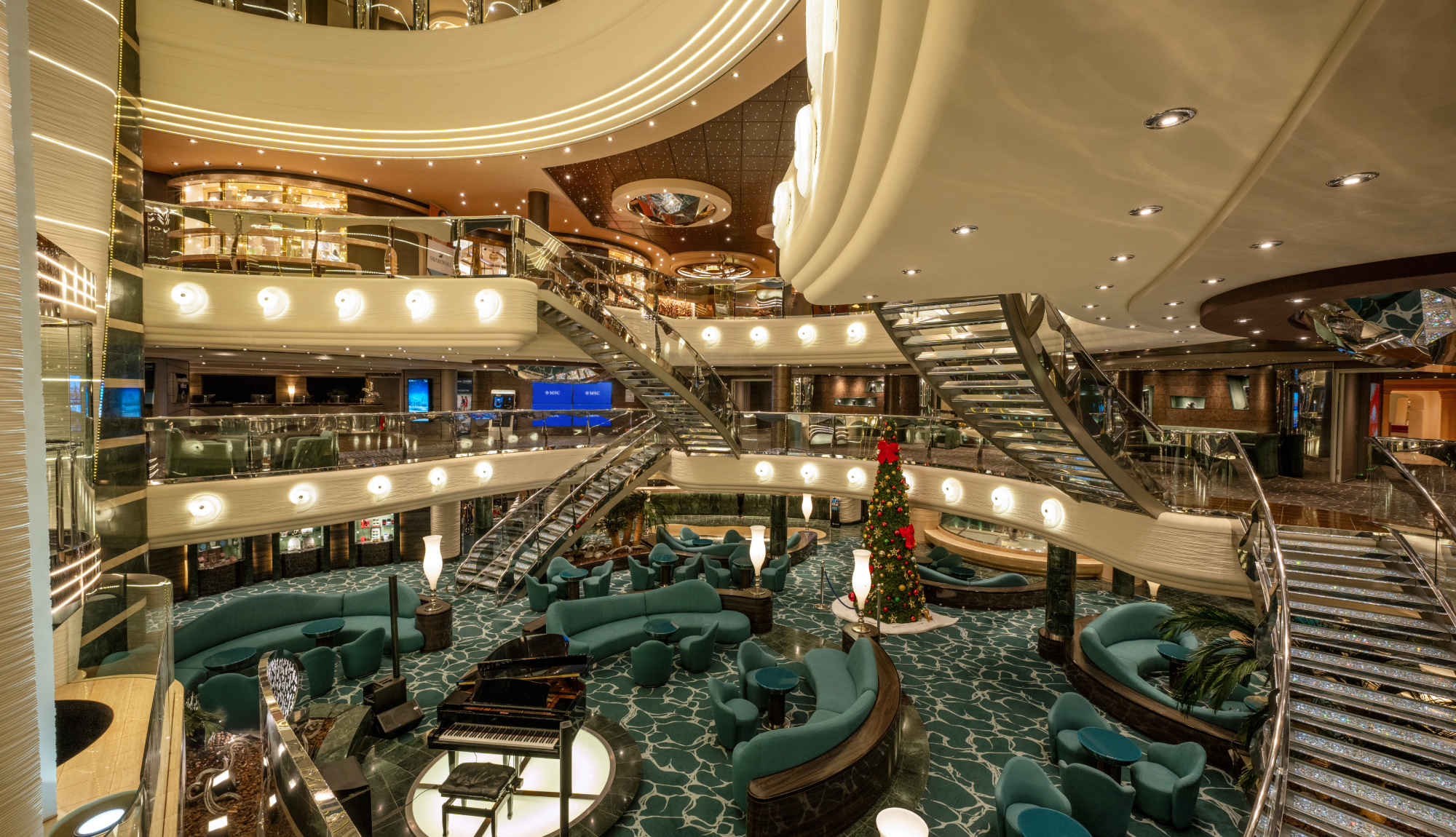 MSC Preziosa - Atrium at Christmas