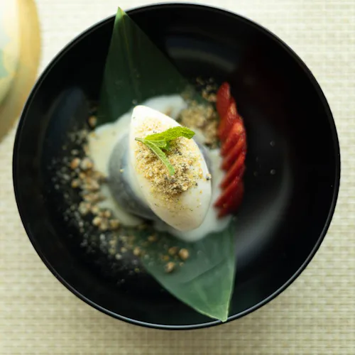 Crystal Cruises - Umi Uma, Chocolate Soufflé Cake Served with Homemade Sesame Ice Cream 2