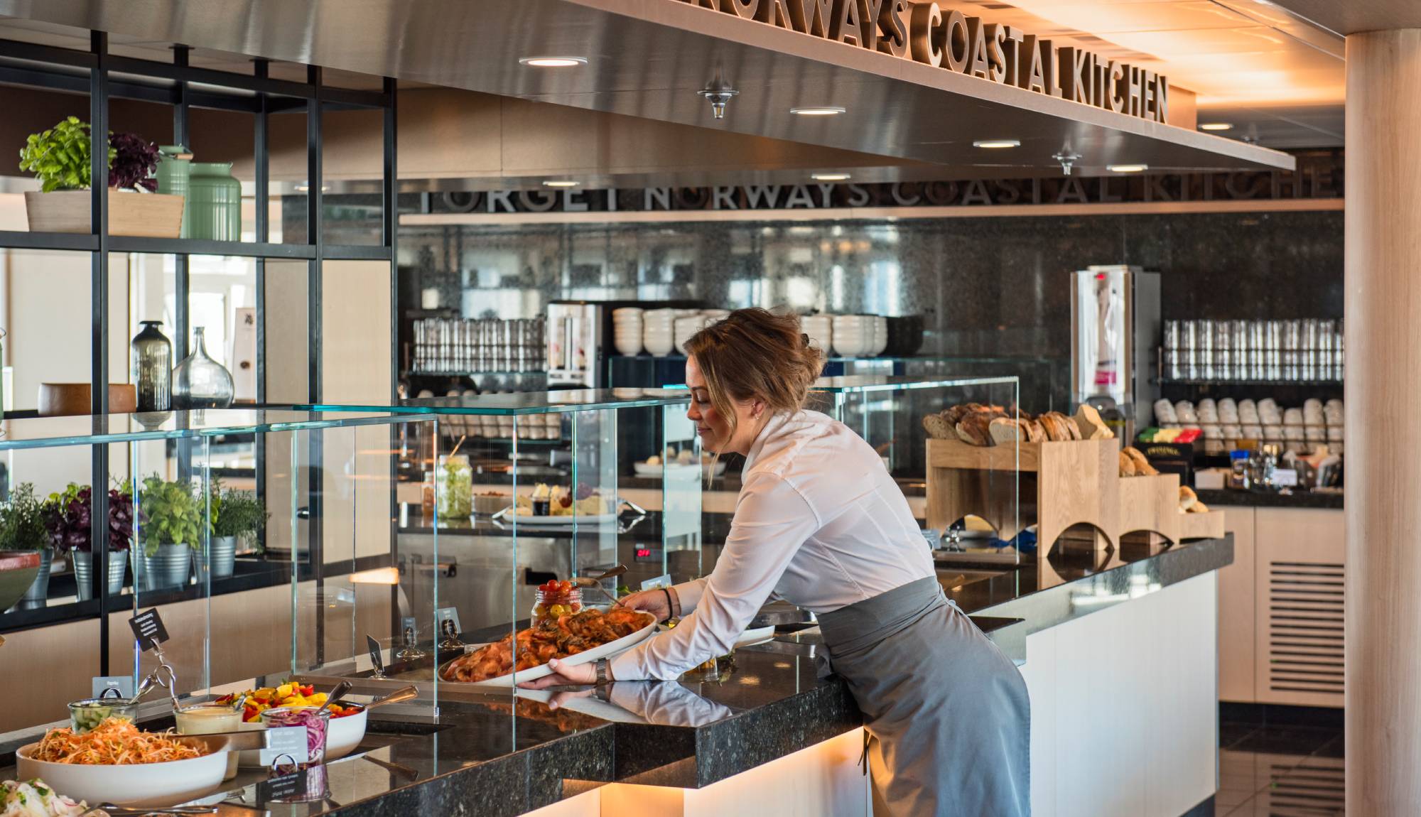 Hurtigruten Dining - Preparing lunch in Torget on MS Polarlys