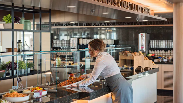 Hurtigruten Dining - Preparing lunch in Torget on MS Polarlys