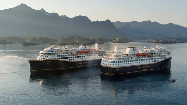 Havila Voyages - Havila Castor and Havila Capella sailing past each other