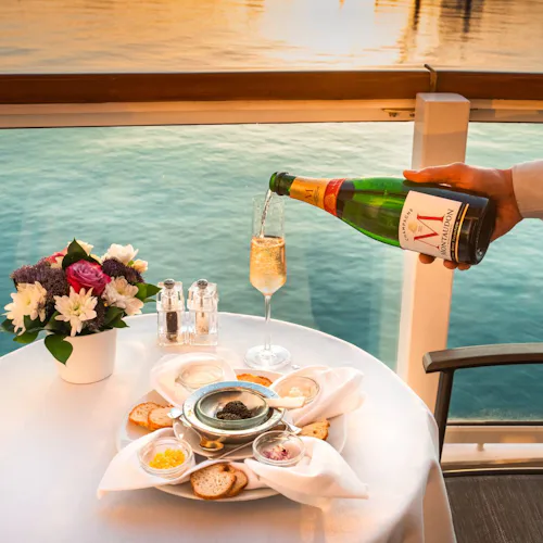 Seabourn - Champagne and caviar on the balcony