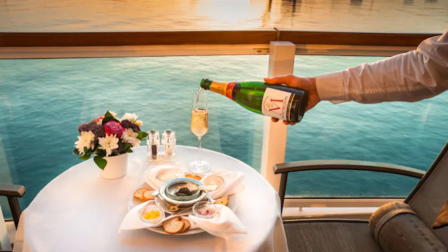 Seabourn - Champagne and caviar on the balcony