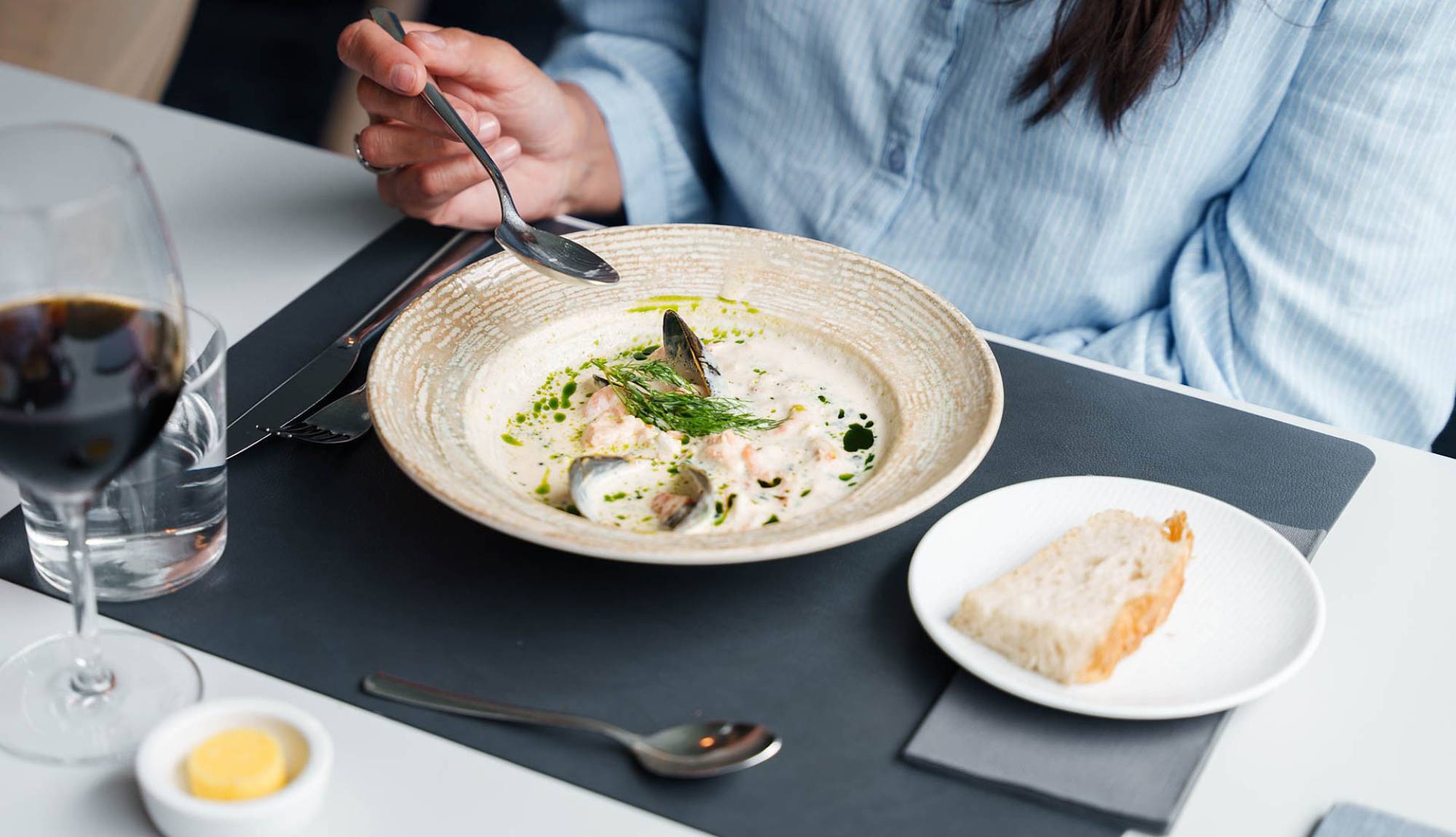 Havila Voyages Dining - Havrand Restaurant Lunch Fish Soup