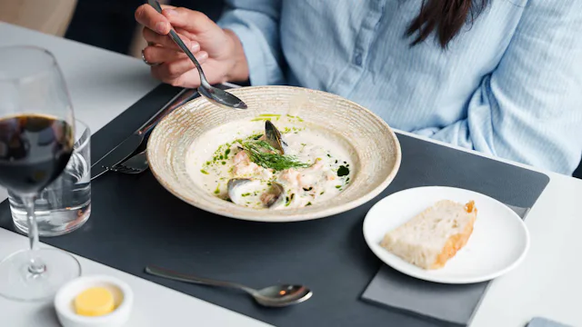 Havila Voyages Dining - Havrand Restaurant Lunch Fish Soup
