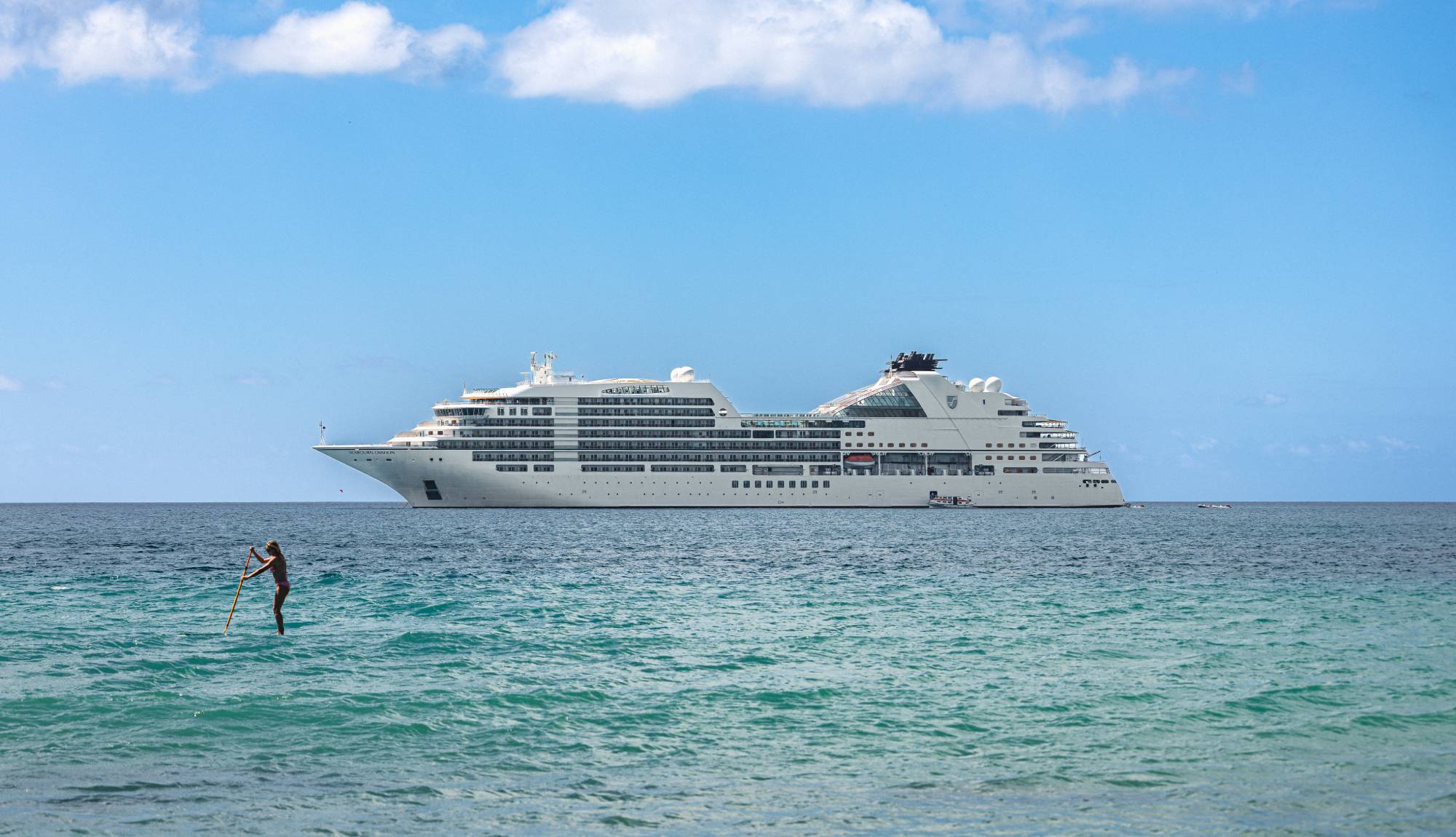 Seabourn Ovation anchored off Carambola Beach Saint Kitts and Nevis