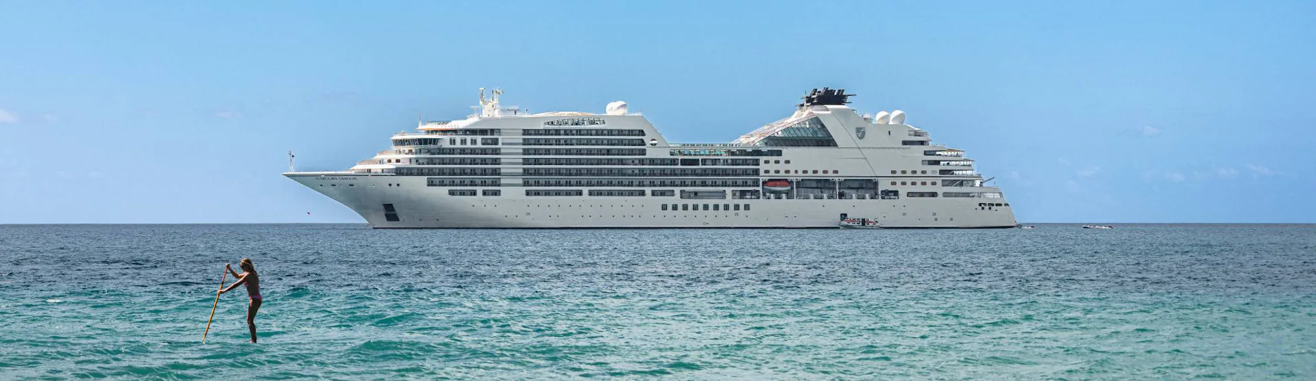 Seabourn Ovation anchored off Carambola Beach Saint Kitts and Nevis