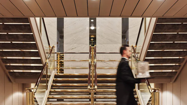 Crystal Cruises - Butler carrying champagne