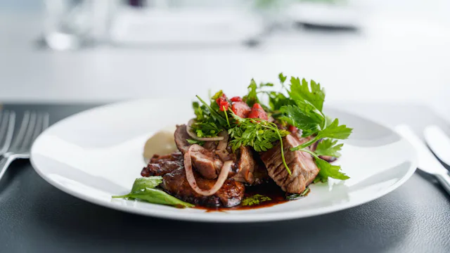 Havila Voyages Dining - Havrand Restaurant Dinner Lamb Sirloin