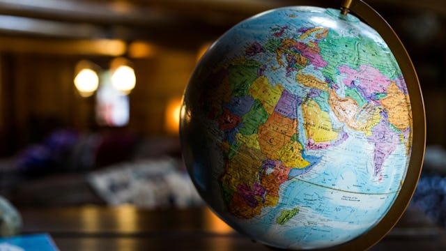 A globe on a table