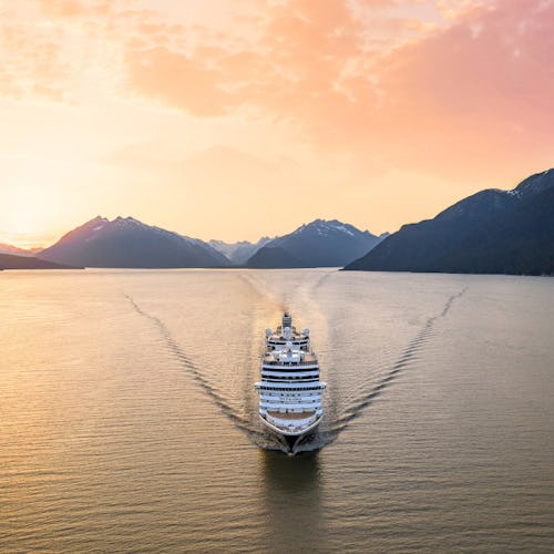 Holland America ship sailing in Alaska