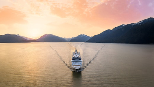 Holland America ship sailing in Alaska