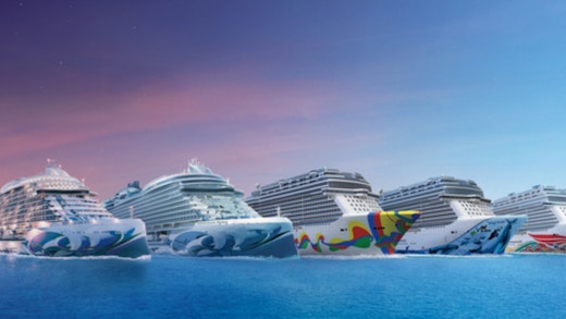 5 Norwegian Cruise Line ships at sea