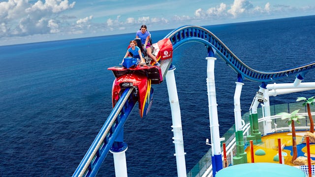 Guests onboard Carnival Rollercoaster, Bolt