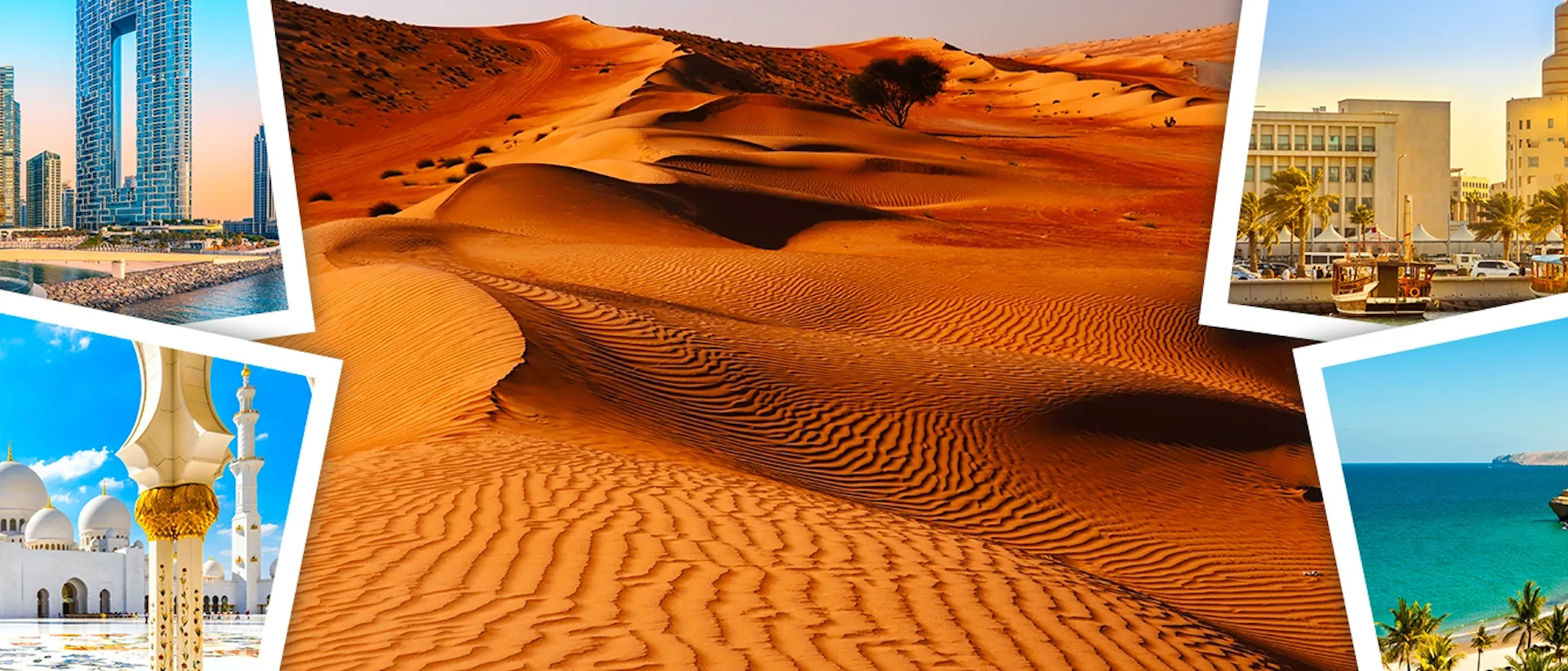 A collage of images from the Middle East and UAE