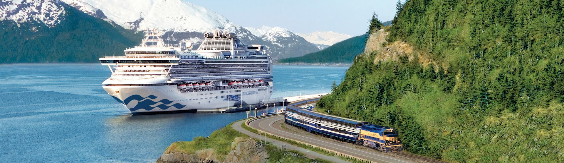 Sapphire Princess with Denali Train in Alaska