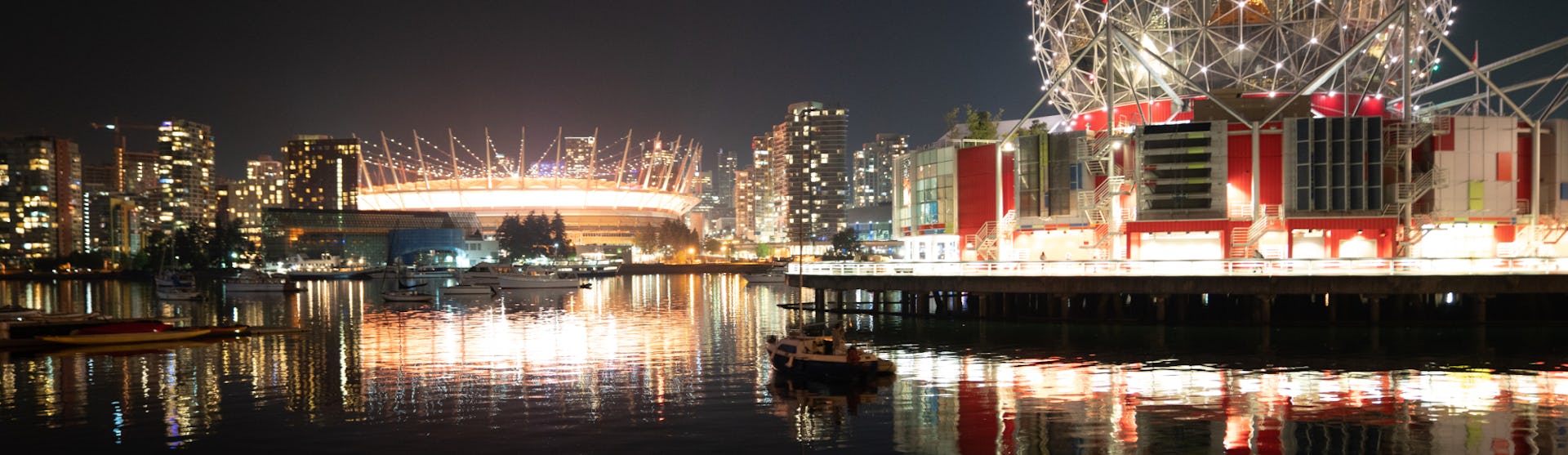 Iconic Vancouver skyline at night