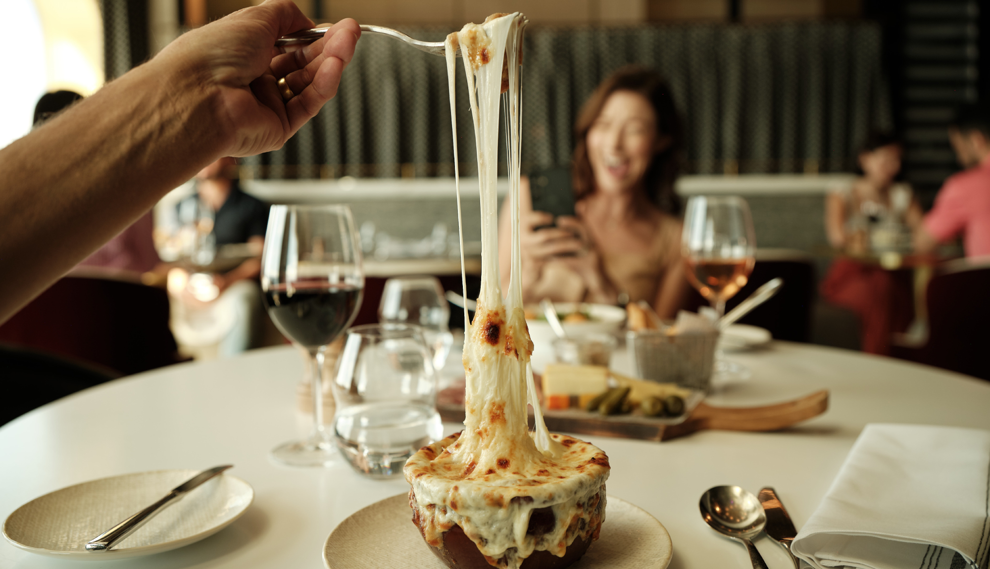 French onion soup served in the Grand Bistro