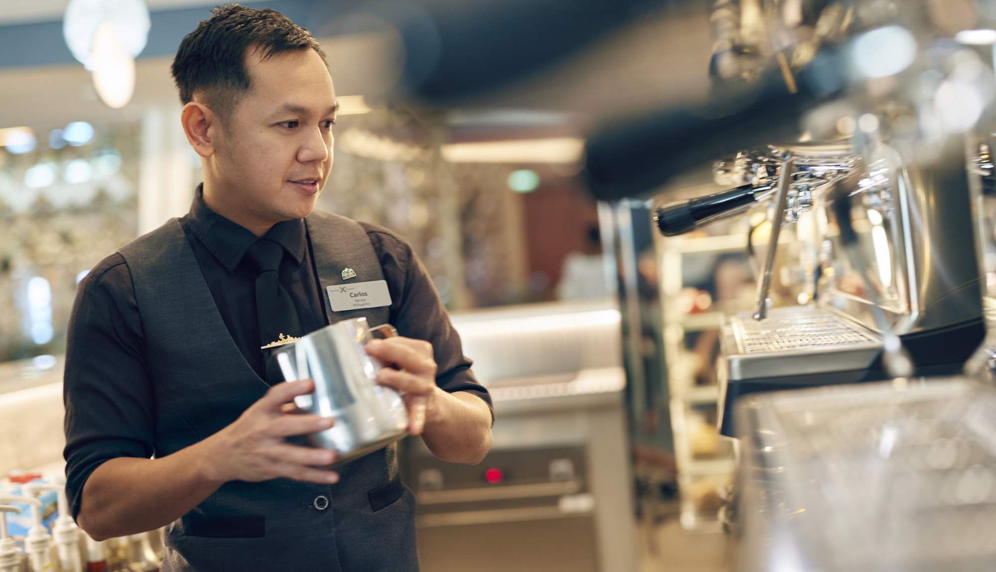 Barista serving coffee at Cafe Al Bacio
