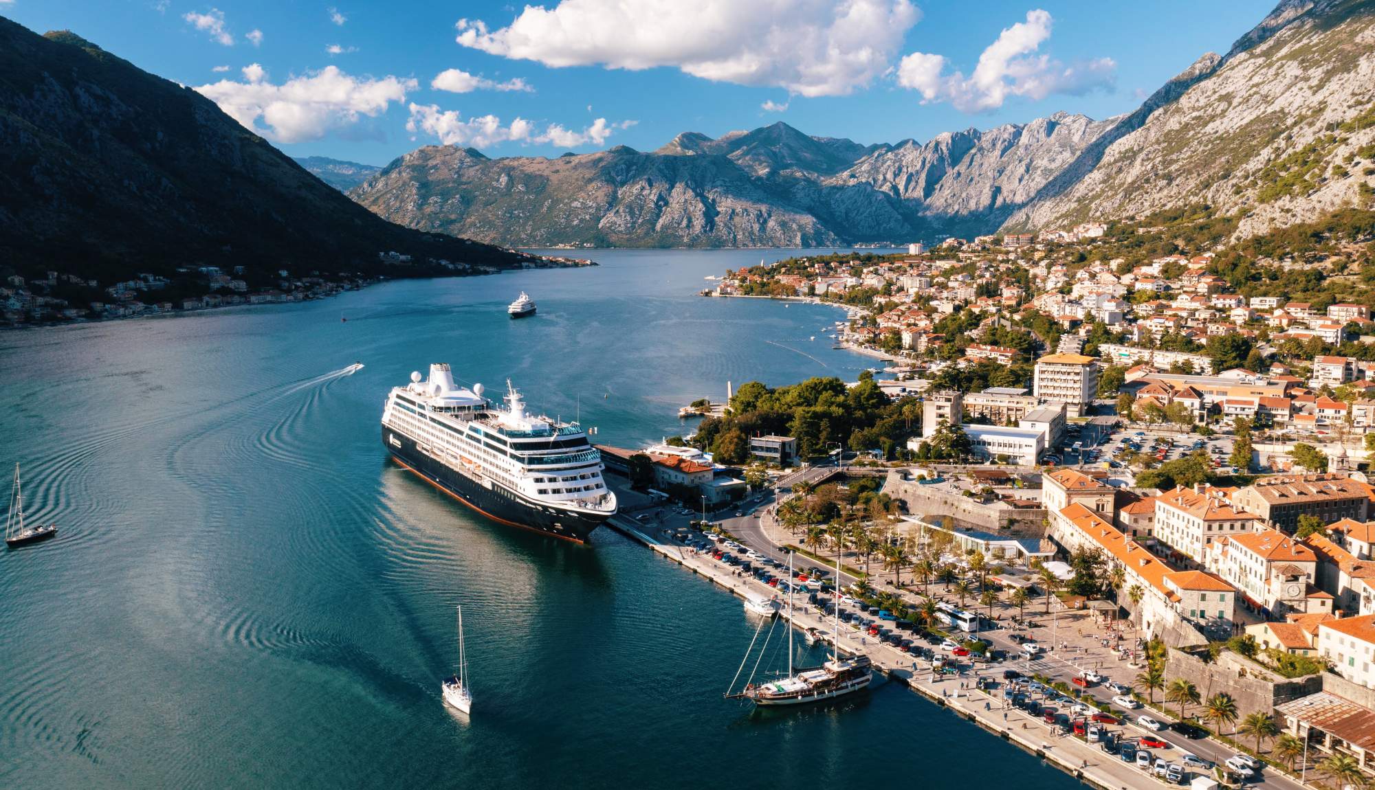 Azamara ship docked in Kotor, Montegnegro