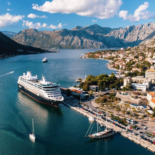 Azamara ship docked in Kotor, Montegnegro