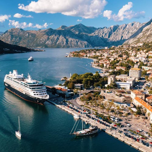 Azamara ship docked in Kotor, Montegnegro