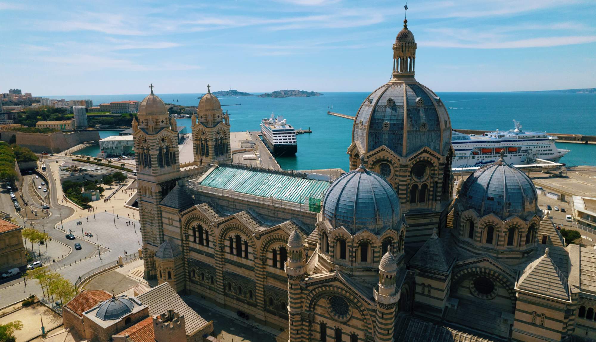 Azamara ship docked in Marseille, France.