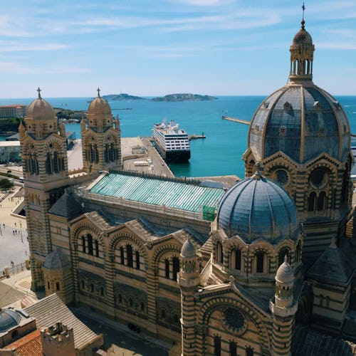 Azamara ship docked in Marseille, France.
