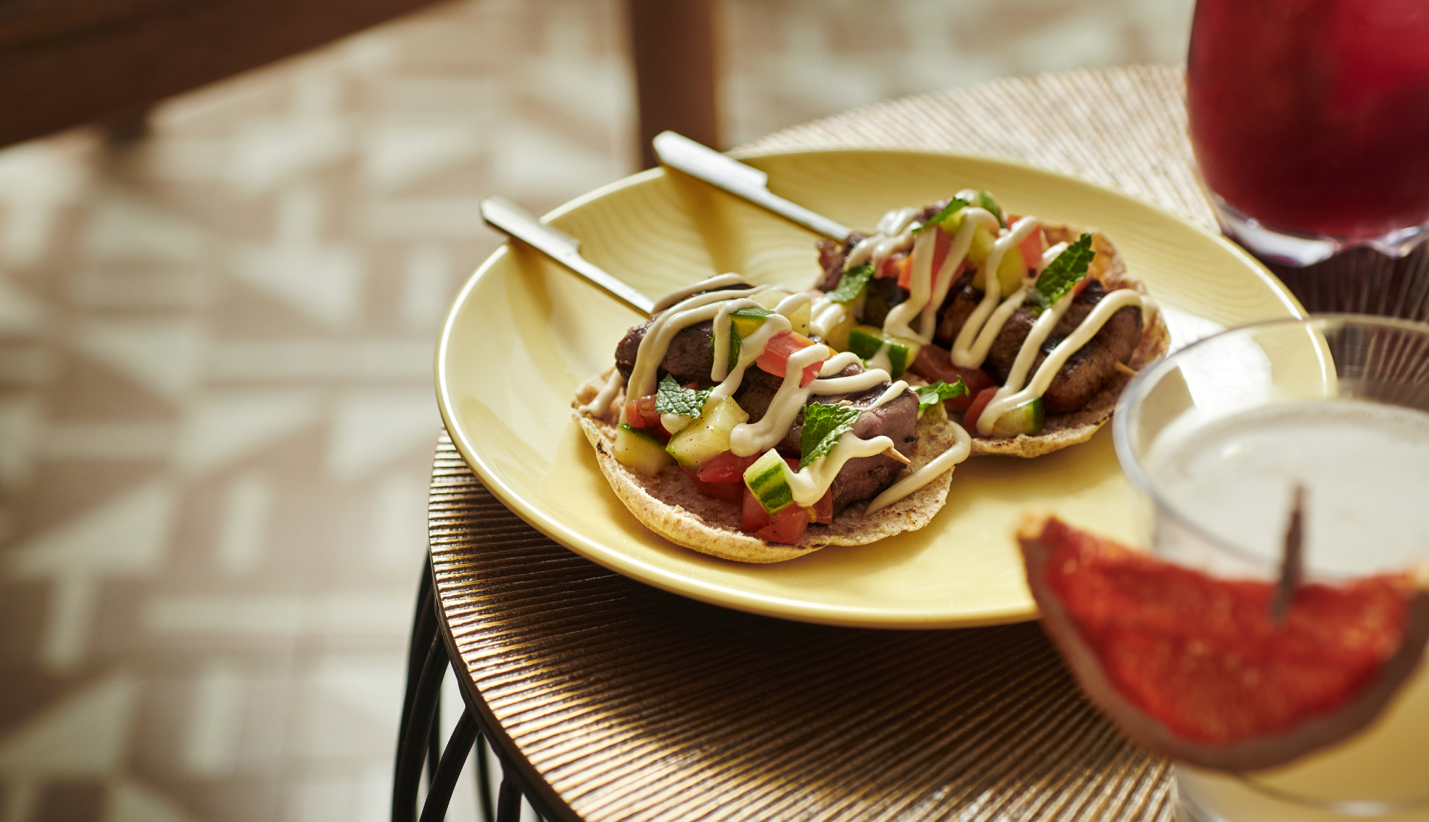 Meze plate at The Dock onboard Virgin Voyages