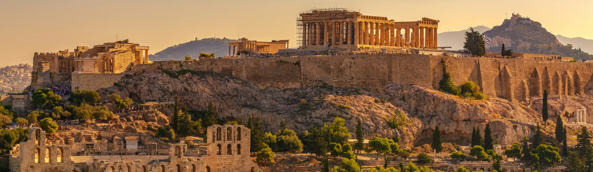 The Acropolis in Athens, Greece, at sunset