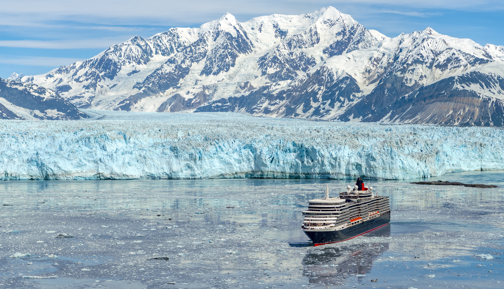 Cunard's Queen Elizabeth at Hubbard Glacier in Alaska