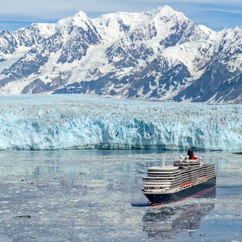 Cunard's Queen Elizabeth at Hubbard Glacier in Alaska