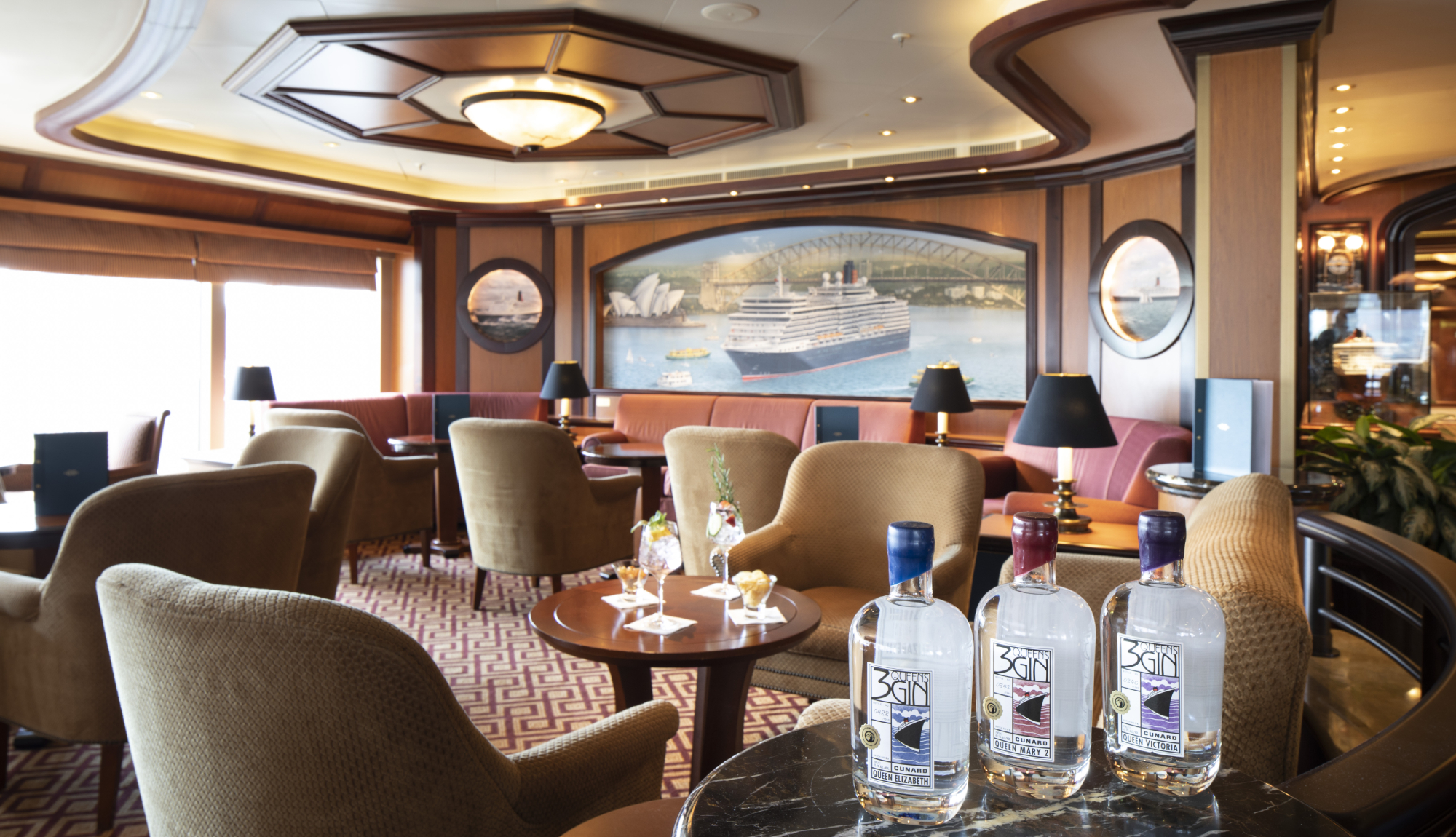 A lounge onboard Cunard's Queen Elizabeth