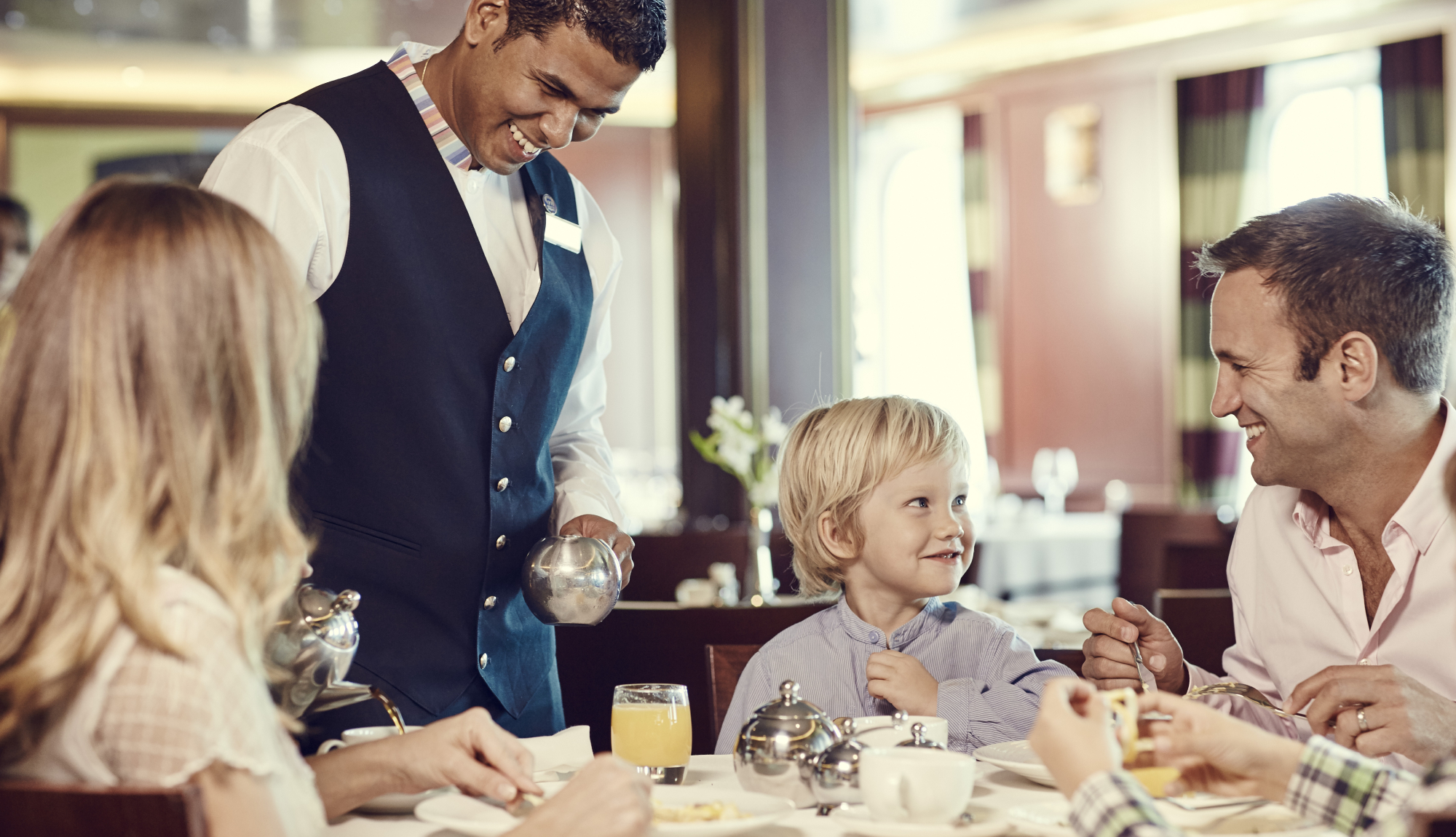 A family enjoying lunch onboard P&O Cruises