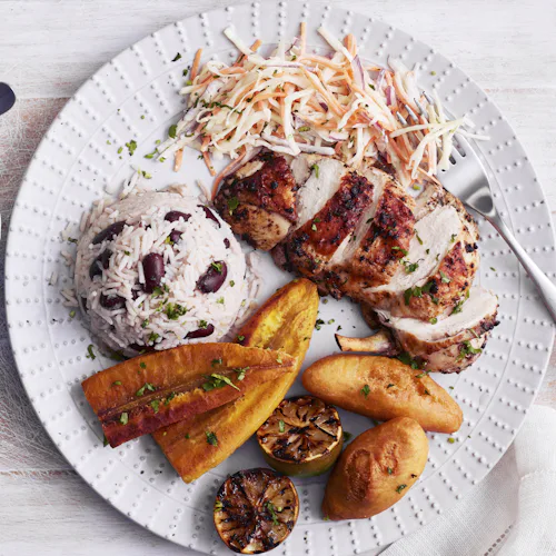 Jerk chicken dish served onboard P&O Cruises