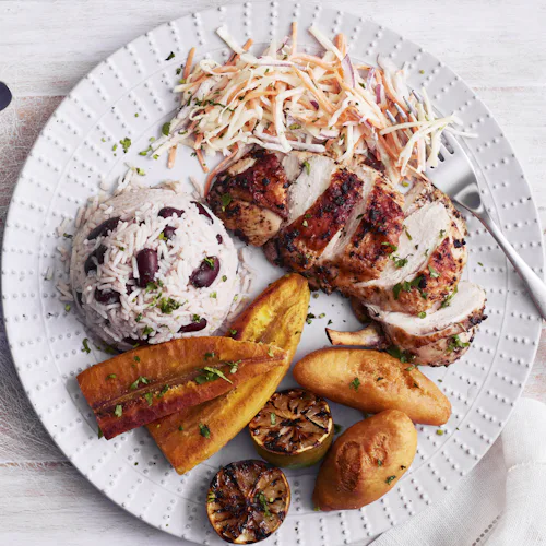 Jerk chicken dish served onboard P&O Cruises
