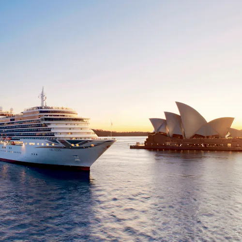 P&O Cruises Arcadia sailing past Sydney Opera House in Australia