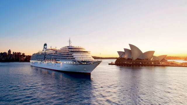P&O Cruises Arcadia sailing past Sydney Opera House in Australia
