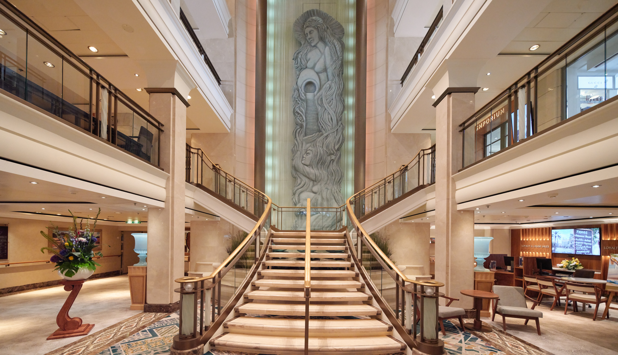 Atrium onboard P&O Cruises ship Aurora