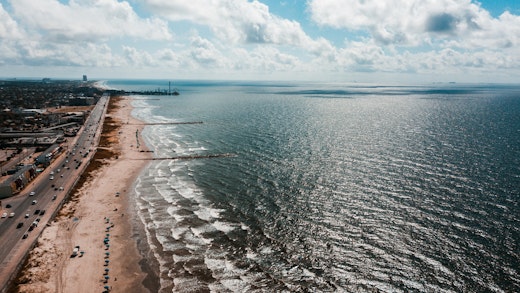 The beach in Galveston, Texas