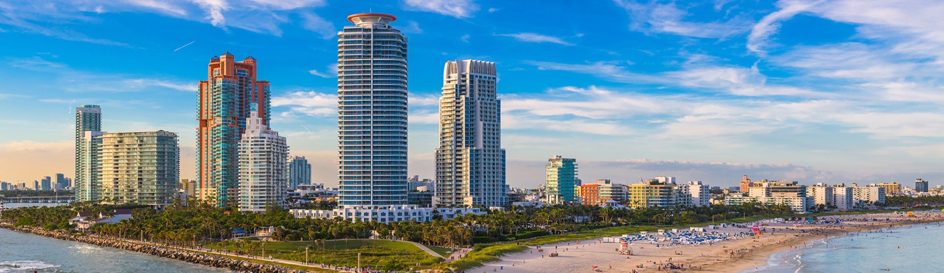 Miami's South Beach as seen from the entrance to the cruise port.
