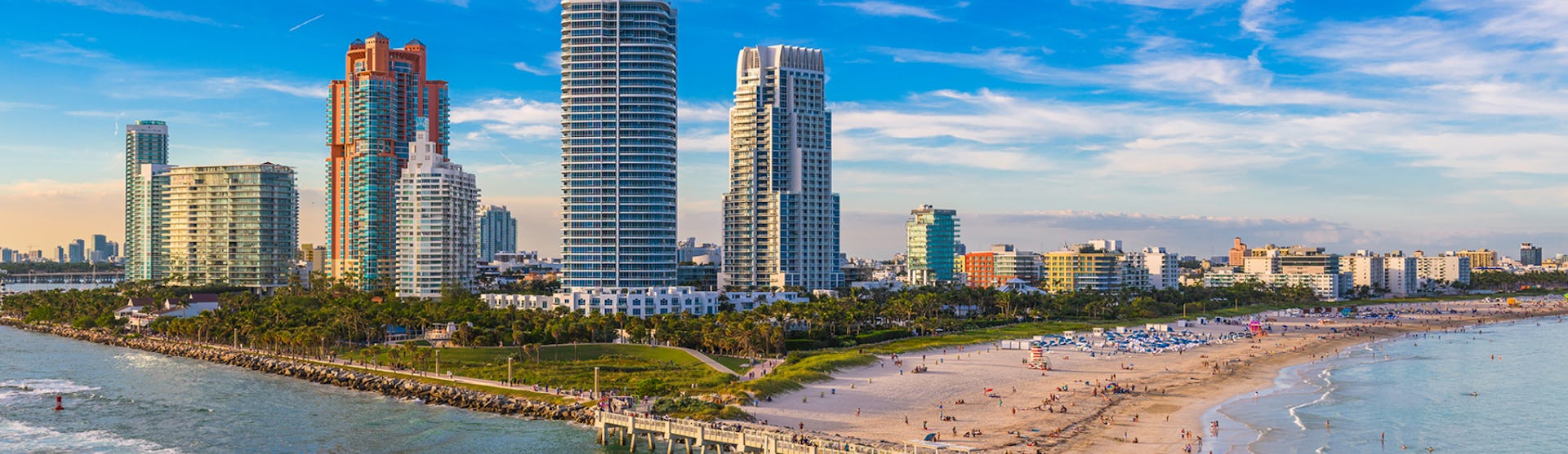 Miami's South Beach as seen from the entrance to the cruise port.