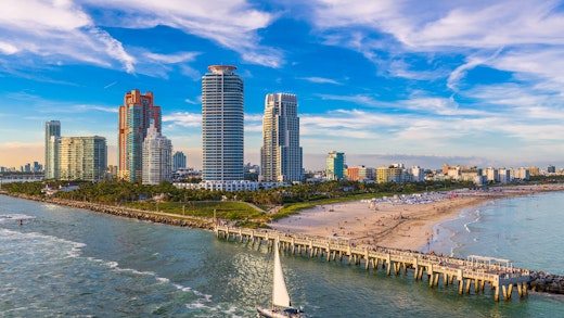 Miami's South Beach as seen from the entrance to the cruise port.