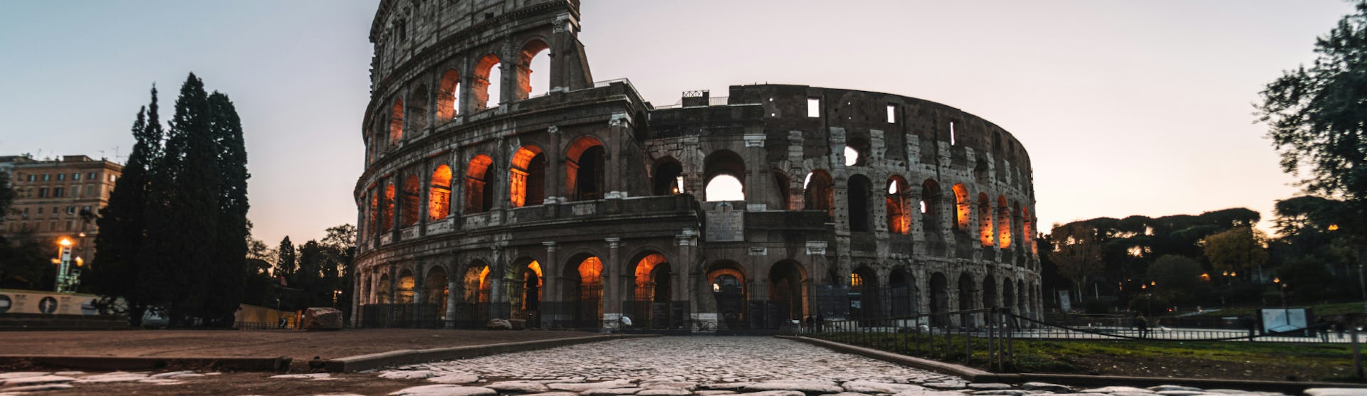 The Colosseum in Rome at dusk