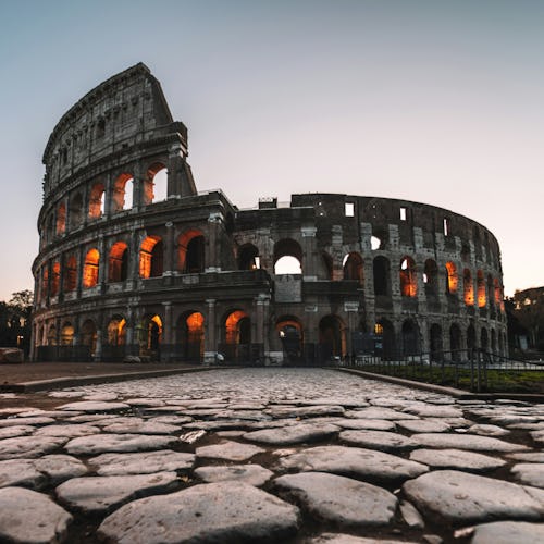 The Colosseum in Rome at dusk